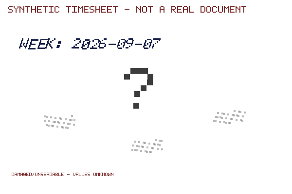 Smudged sample timesheet